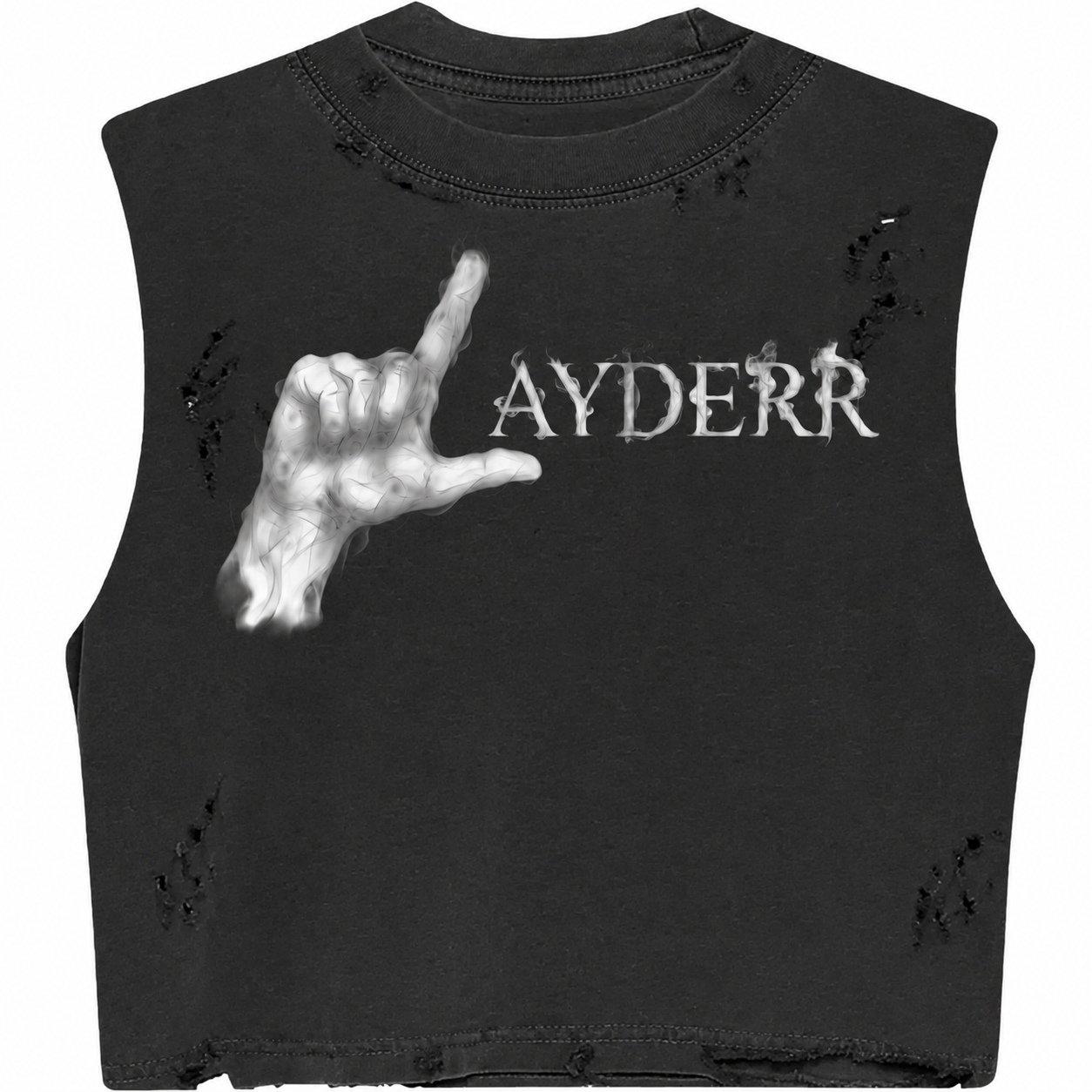 NBUR "LAYDERR" OG Gray/White Crop Distress Oversized Tank Top