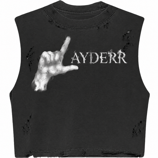 NBUR "LAYDERR" OG Gray/White Crop Distress Oversized Tank Top