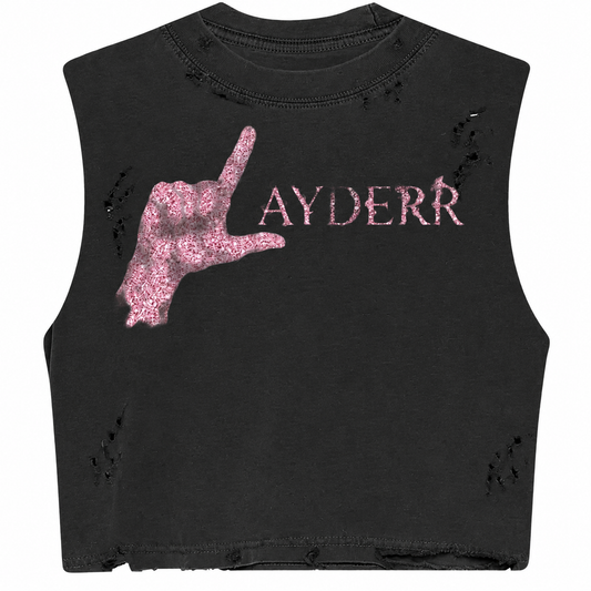 NBUR "LAYDERR" Grey/Pink Crop Distress Oversized Tank Top