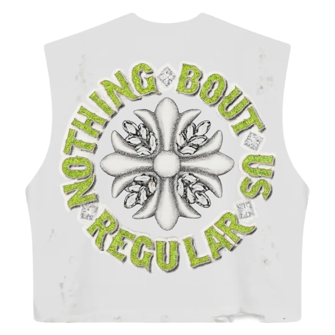 NBUR "LAYDERR" White/Neon Crop Distress Oversized Tank Top